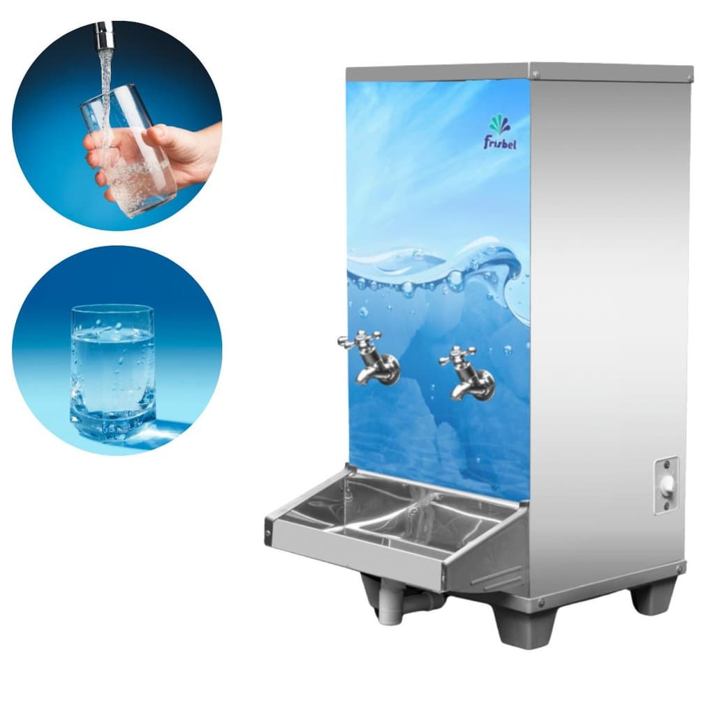 Bebedouro De Água 25 Litros 2 Torneiras Gelada e Natural Resfriador Bancada Industrial Frisbel