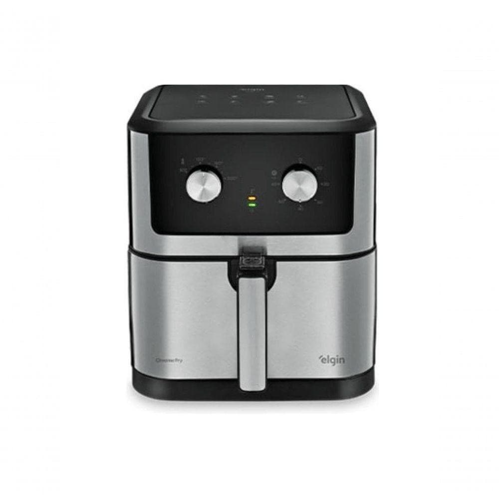 Fritadeira Air Fryer Elgin AFC80 8L 110V em fundo branco, frontal