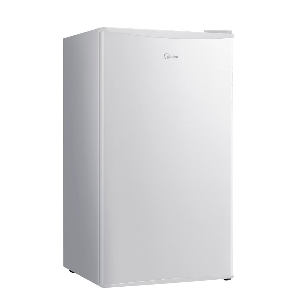 Frigobar Midea MDRD142FGD Inverter 93L branco em pé contra fundo branco