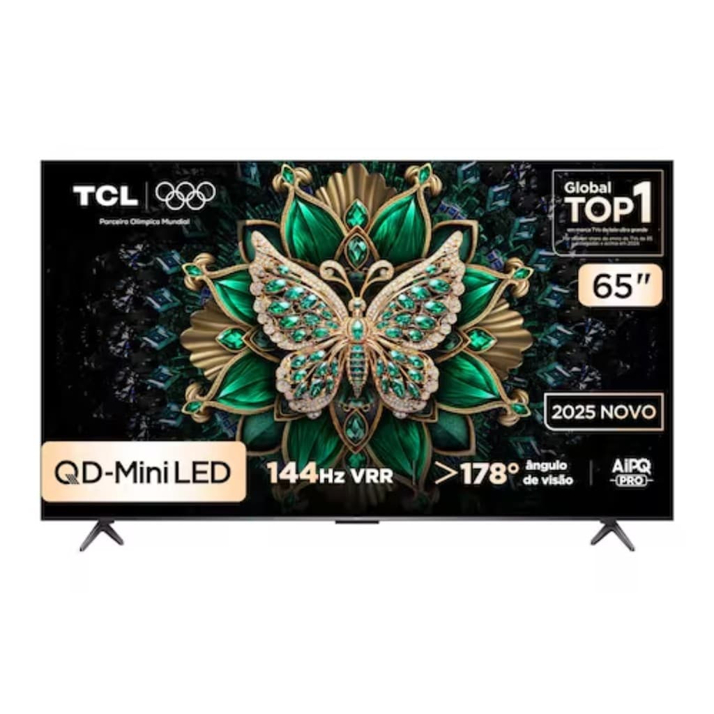 Smart TV 65 polegadas TCL 65C6K 4K Ultra HD QD-Mini LED 144Hz Dolby Atmos Google TV