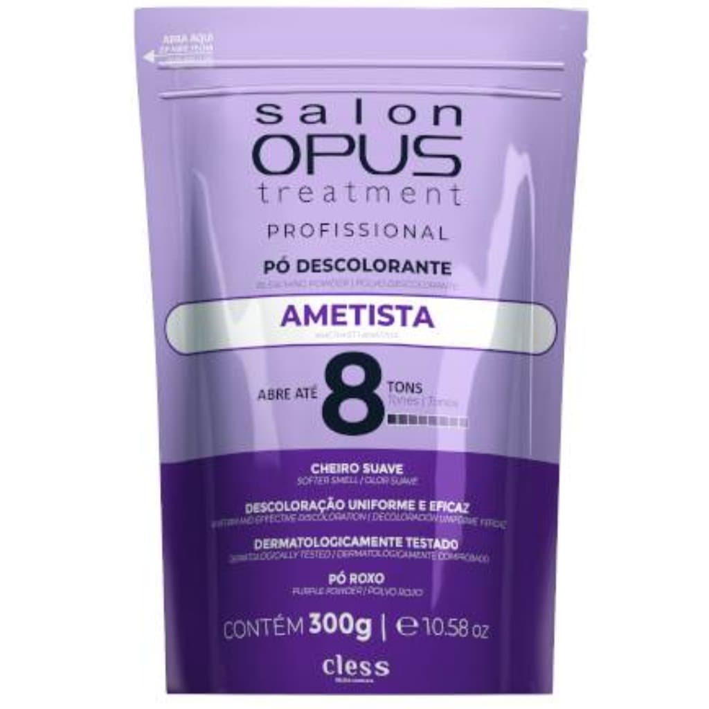 Pó Descolorante Salon Opus Ametista Roxo Abre Até 8 Tons Sem Perfume Dermatologicamente Testado 300g