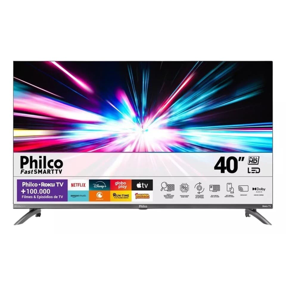 Smart TV Philco PTV40M9GR2CGB LED 40 polegadas Full HD Roku TV cinza