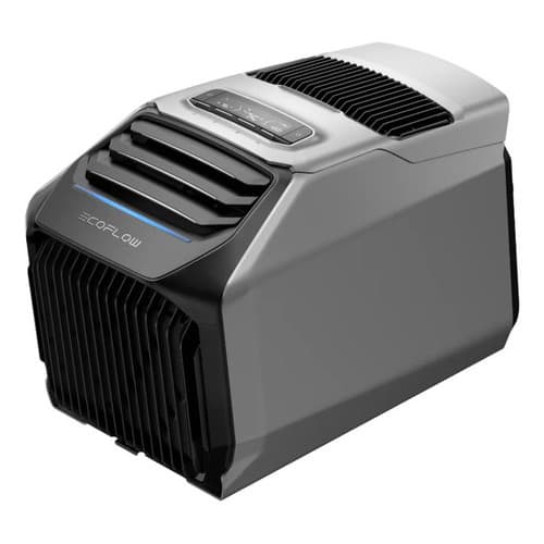 Ar Condicionado Portátil Ecoflow Wave 2, design cinza e preto, fundo branco