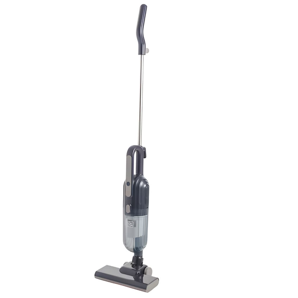 Aspirador de pó vertical portátil Black & Decker, cinza e preto, com cabo telescópico e bocal transparente