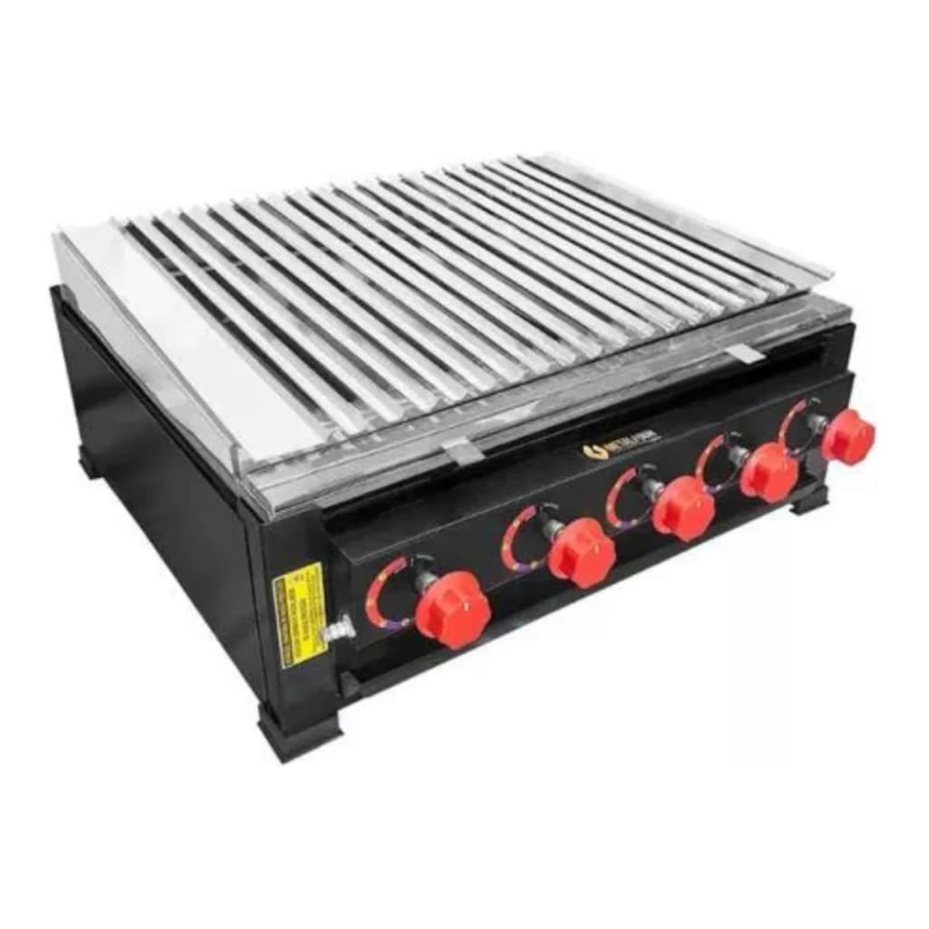 Churrasqueira Char Broiler Black À Gás Metalfour 60x60 Grelha Argentina