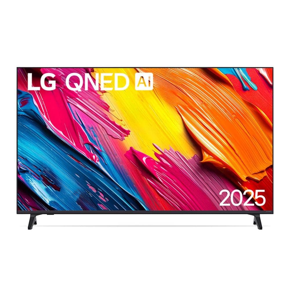 Smart TV 4K LG QNED 65 polegadas com tela exibindo pintura abstrata