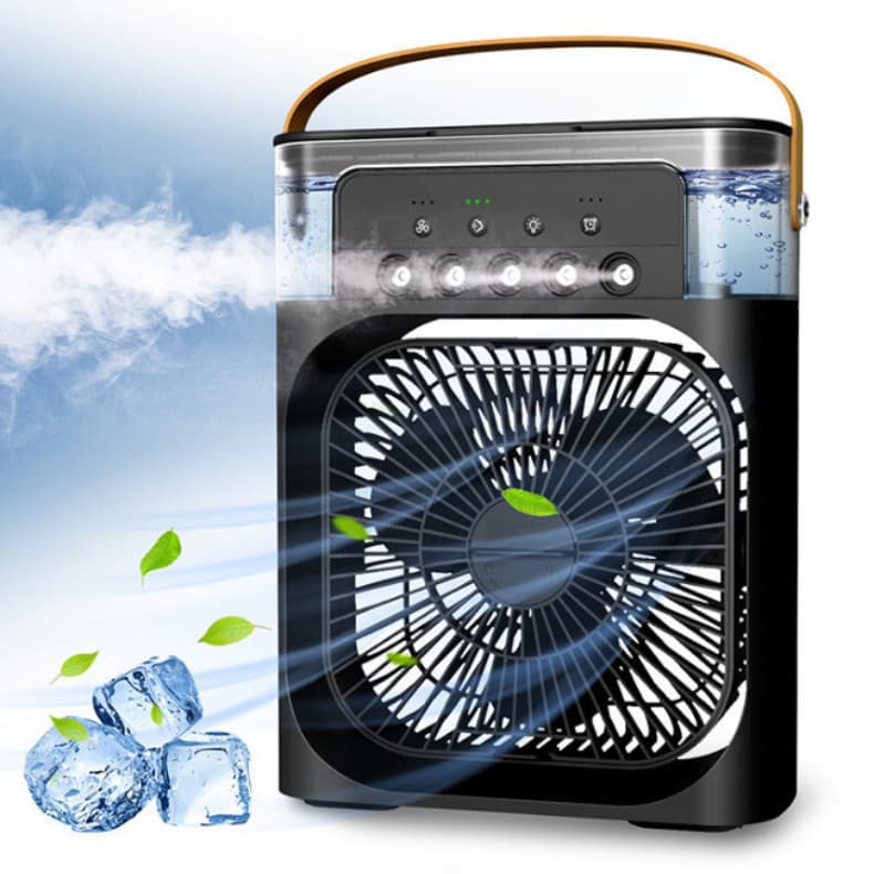 Mini ar condicionado climatizador umidificador ventilador portátil USB preto e prata