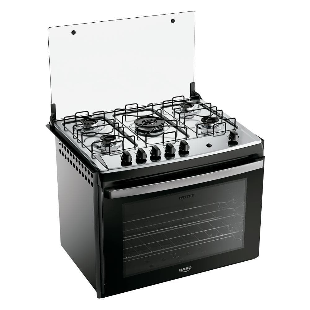 Fogão 5 bocas embutir Dako Supreme com mesa de inox e acabamento bivolt