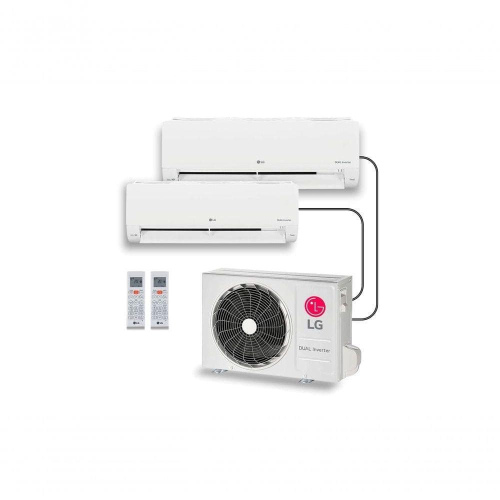Ar Condicionado LG Dual Inverter Voice +AI Bi-Split Frio com evaporadoras 9.000+12.000 BTUs, 220V, branco.