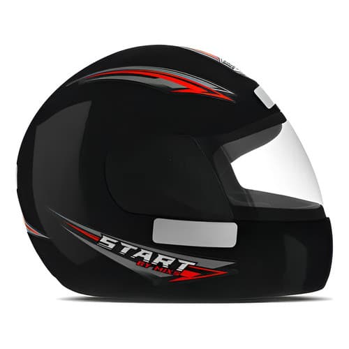 Capacete Mixs Start Preto Brilhante Para Moto Tm 56 Sólido