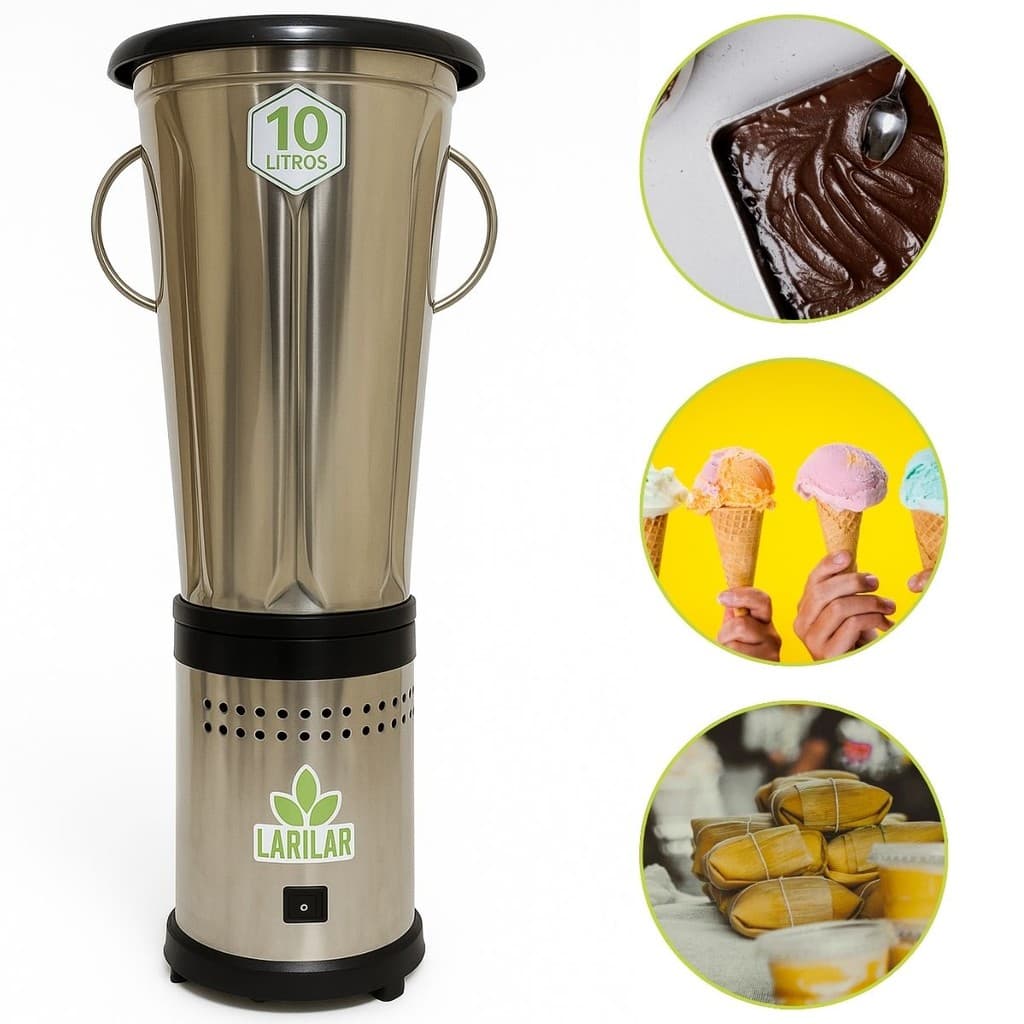 Liquidificador industrial 10 litros em aço inoxidável com logo LARILAR
