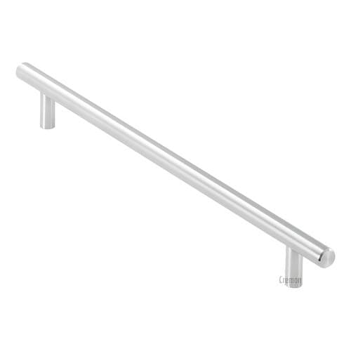 Puxador de 192mm em aço inoxidável com acabamento escovado, fundo branco.