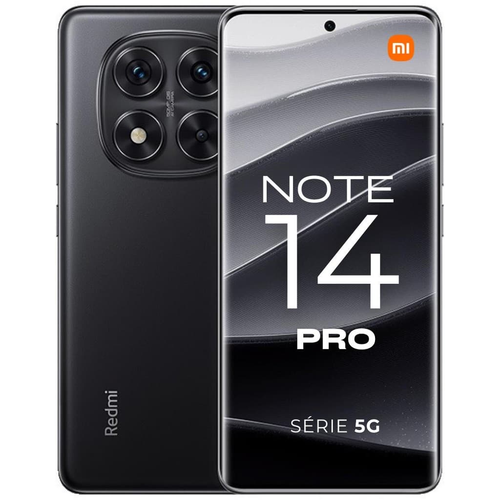 Smartphone Xiaomi Redmi Note 14 PRO 5G, câmera traseira quadrupla, tela AMOLED, 256GB, 5G, preto