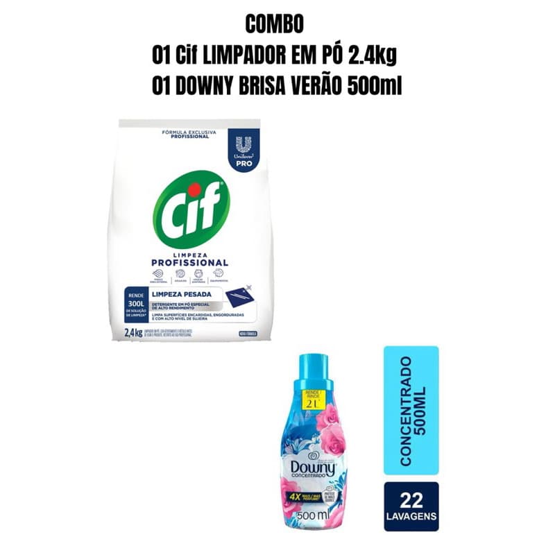 Combo econômico CIF Limpador em pó 2,4kg e Downy Brisa de Verão 500ml