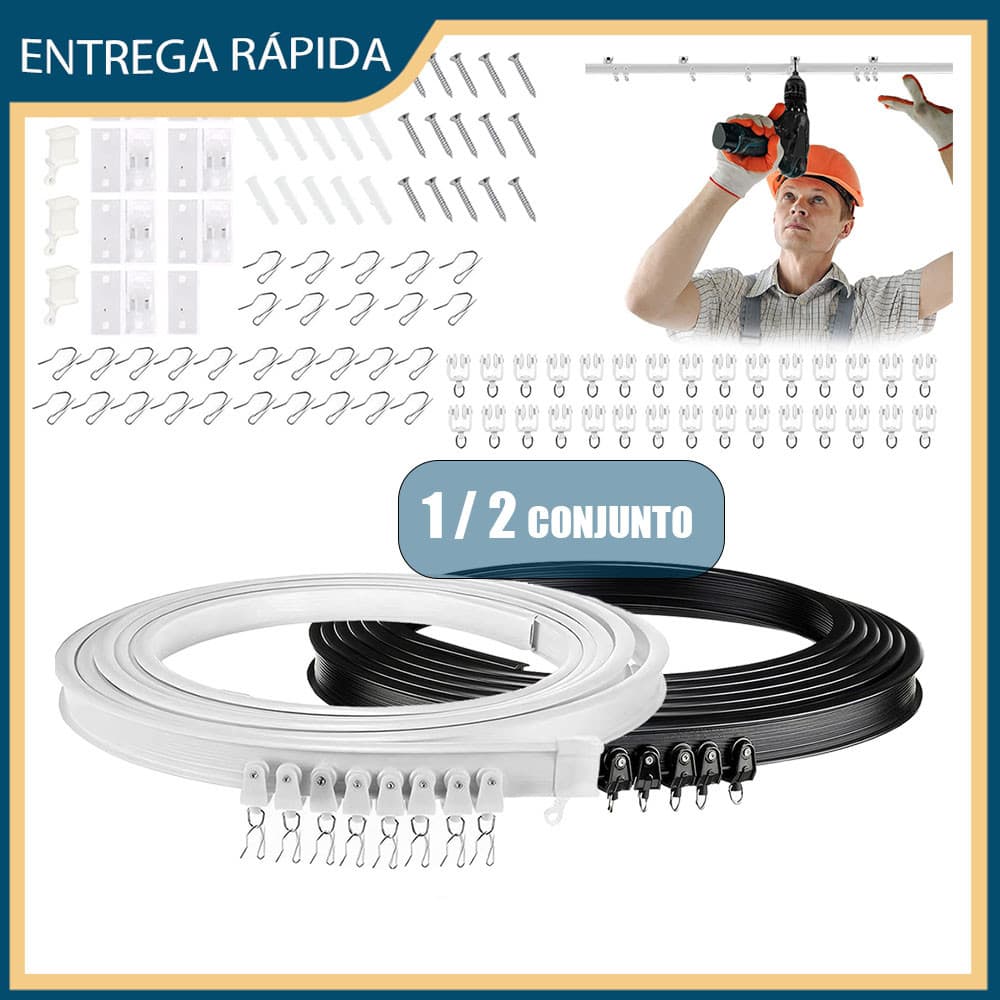 5/10M Trilho Simples Guia Cortina de Curva flexível Teto Cortineiro Para Sala, Quarto e Escritorio