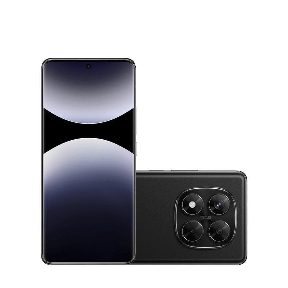 Smartphone Xiaomi Redmi Note 14 Pro 5G 12+12GB + 512GB, Preto, visão frontal e traseira