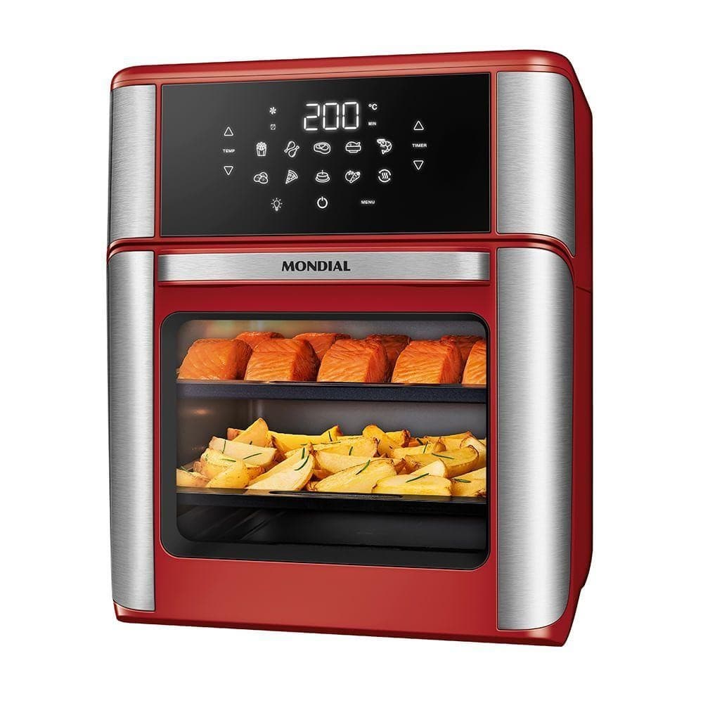 Fritadeira Air Fryer Forno Oven 12L Mondial Vermelho/inox 2000W AFON-12L-RI 110V