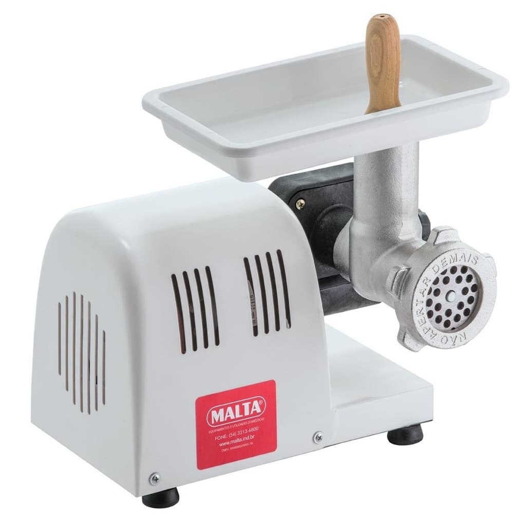 Moedor de carne e extrusor de massas Malta com 5 tamanhos de biscoito, cor branca