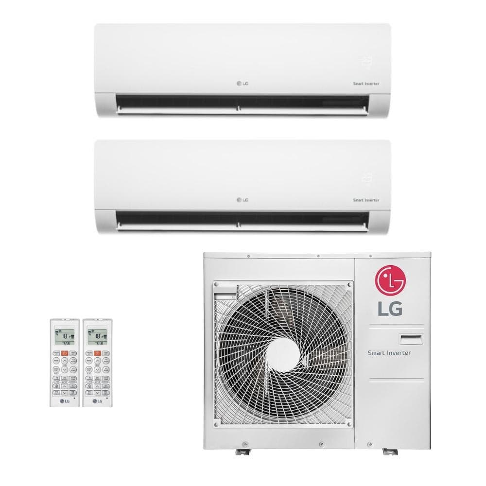 Ar-condicionado multi split inverter LG 36.000 com unidades evaporadoras e condensadora brancas e pretas