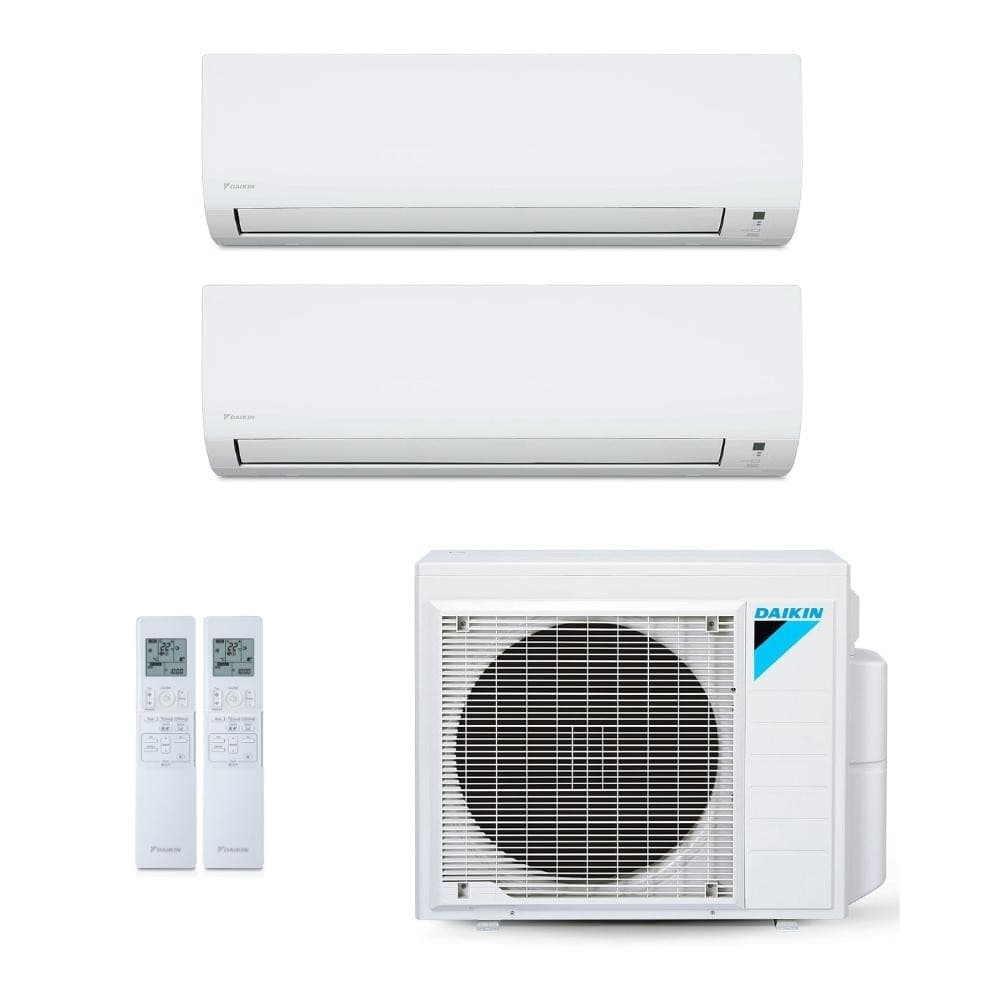 Ar-condicionado multi split inverter Daikin 18.000 BTUs com duas unidades internas e controles remotos