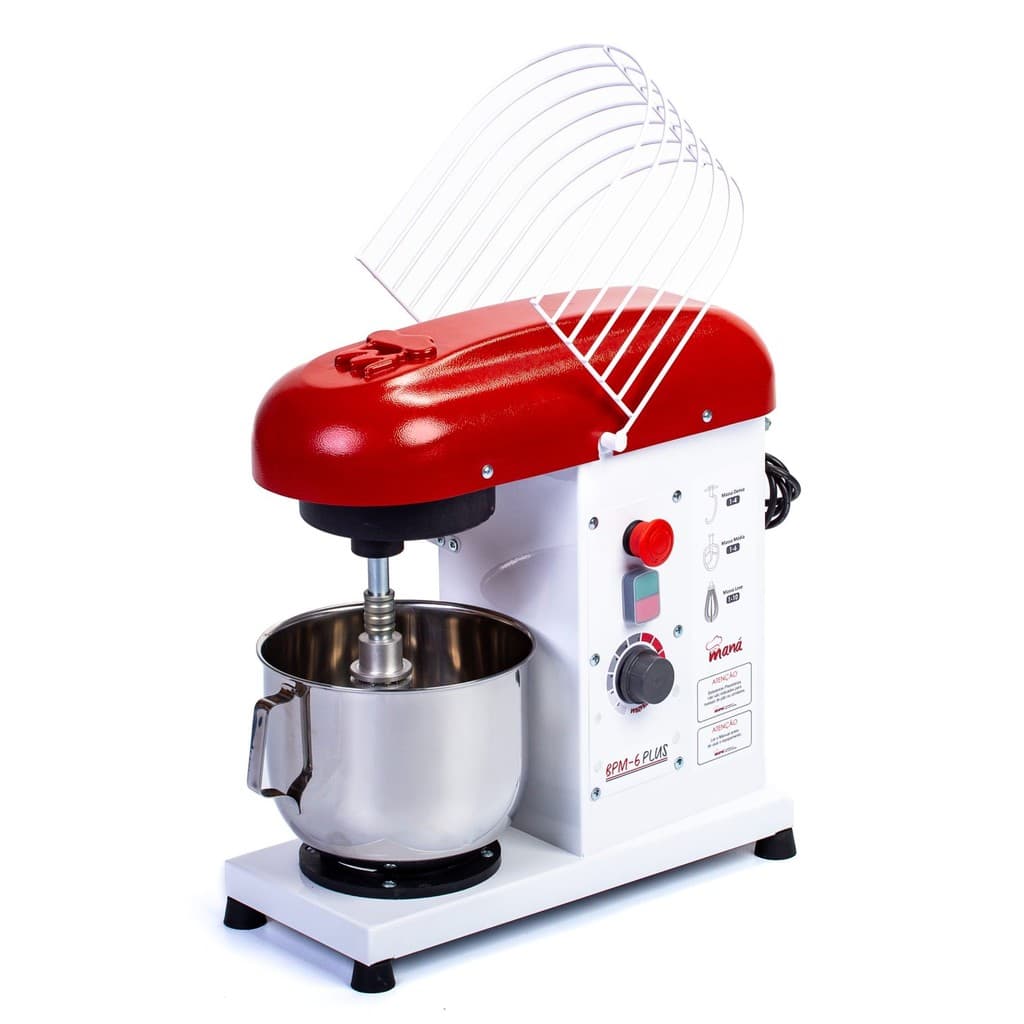 Batedeira com pedestal industrial Maná BPM-06 Plus branca e vermelha