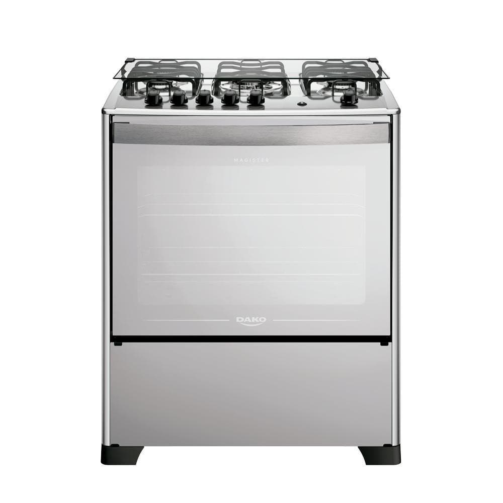 Fogão Dako Magister Style 5 bocas com mesa inox preto, ângulo frontal