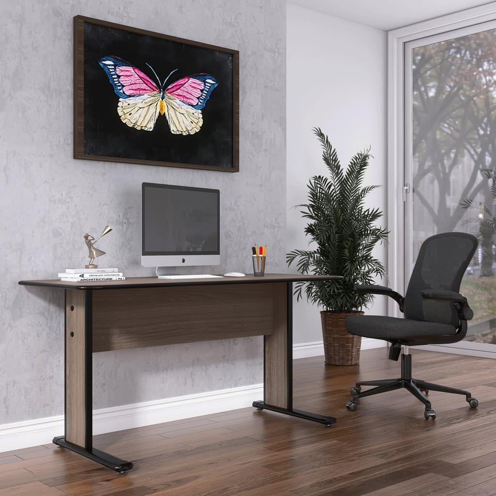 Escrivaninha Mesa Escritório Secretária Mx120 Maxxi Preto/Walnut