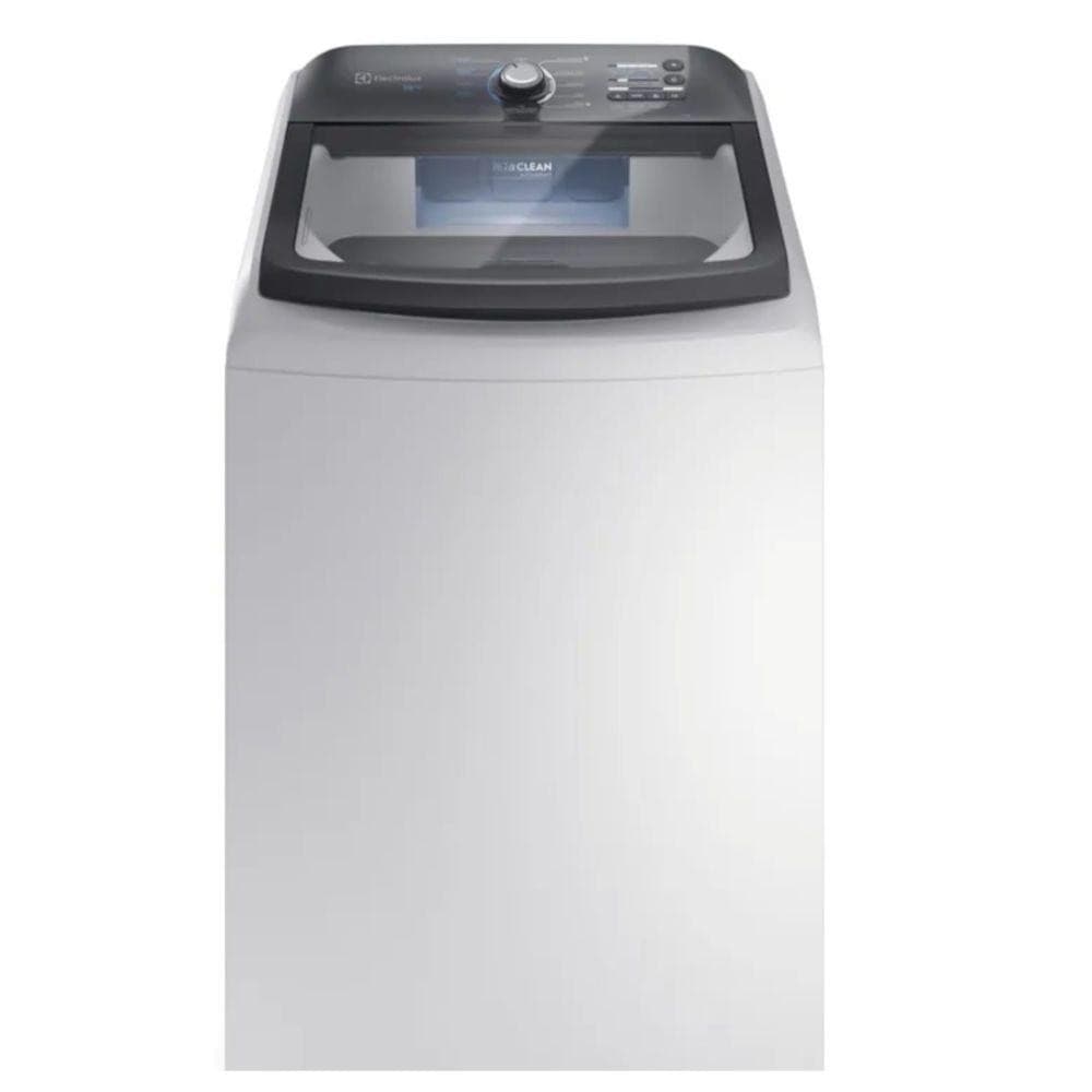 Máquina de lavar Electrolux Efficient 18Kg LEE18 com cesto inox, controles digitais, ângulo frontal, fundo branco