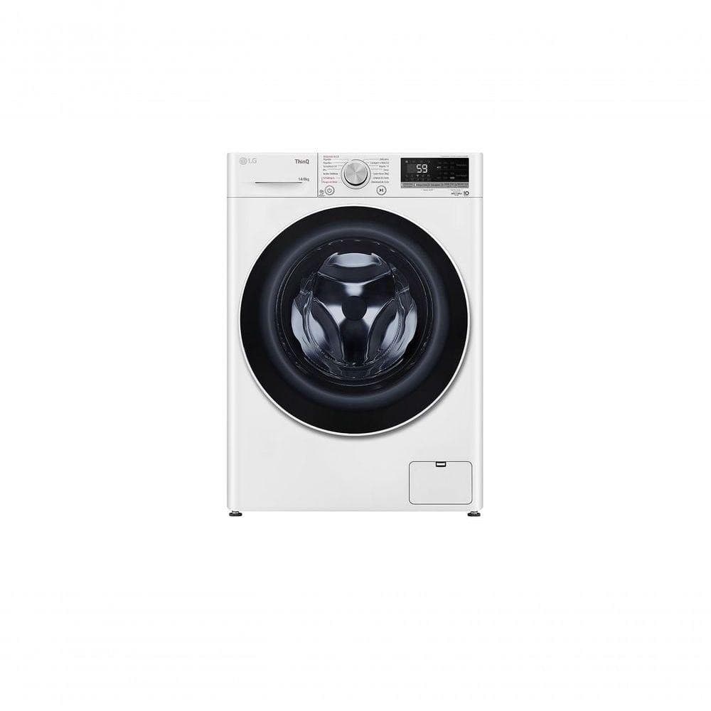 Máquina de lavar roupa frontal branca LG VC4 com Inteligência Artificial AI DD CV5014WC4A 220V