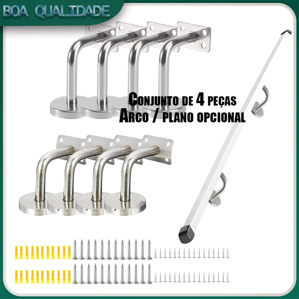Kit de suporte de parede de aço inoxidável 304 com 4 peças, para fixação de trilhos de escada