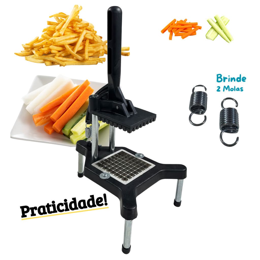 Cortador industrial de legumes com lâminas de aço inoxidável, brinde 2 molas, praticidade