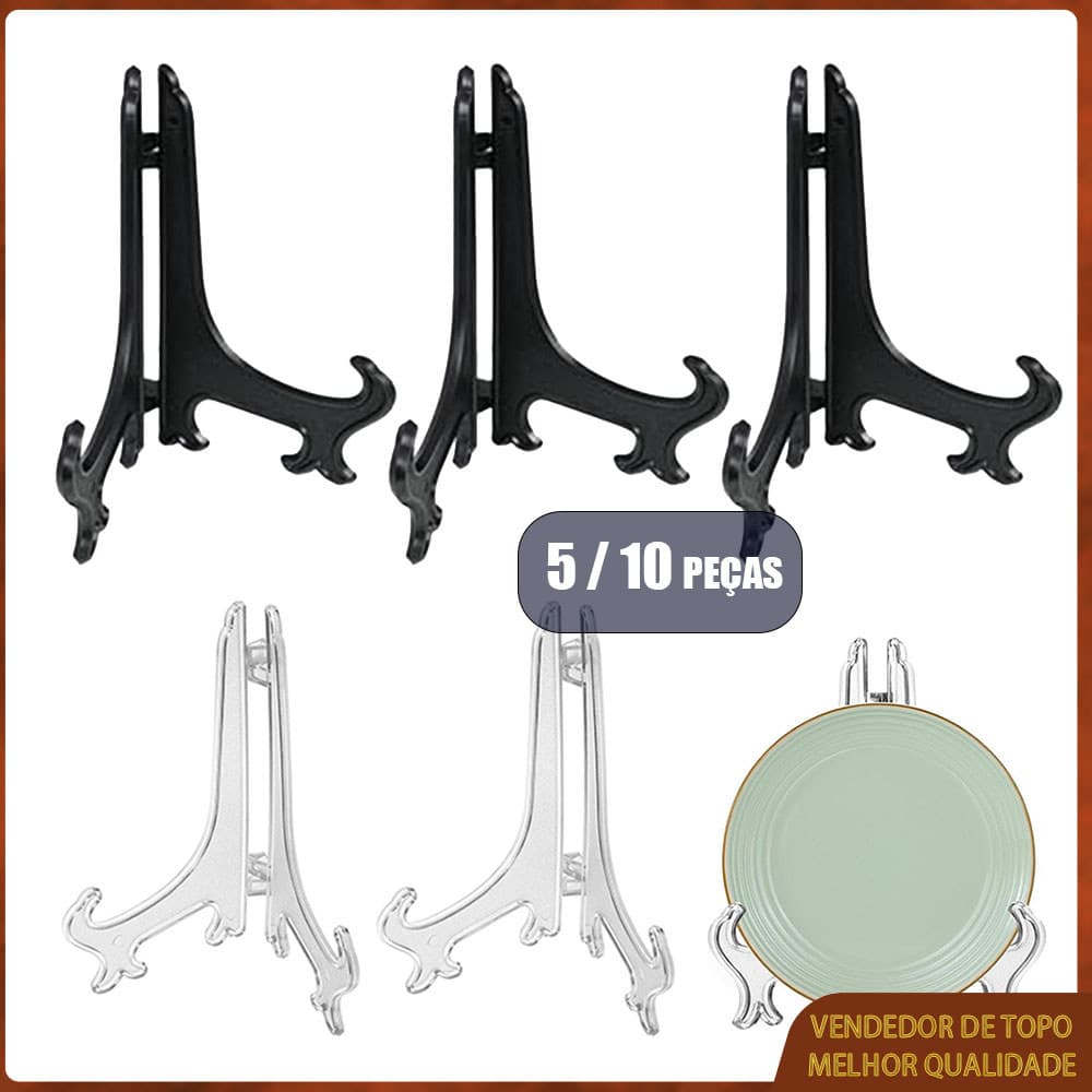 Suportes dobráveis de acrílico transparente para placas de mesa, 5/10 peças, preto e transparente, fundo branco, vendedor de topo