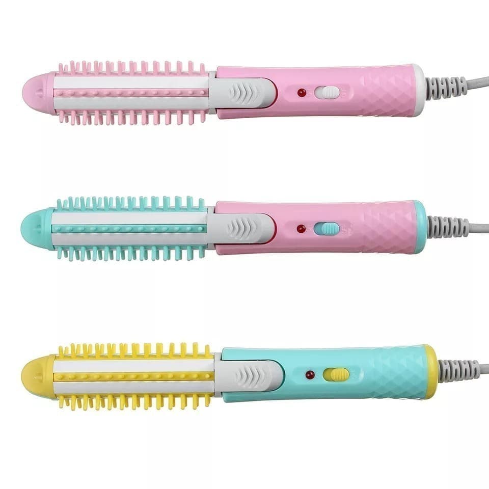 Mini Escova Modeladora Portátil Enrola Cabelo  Alisadora  Bivolt