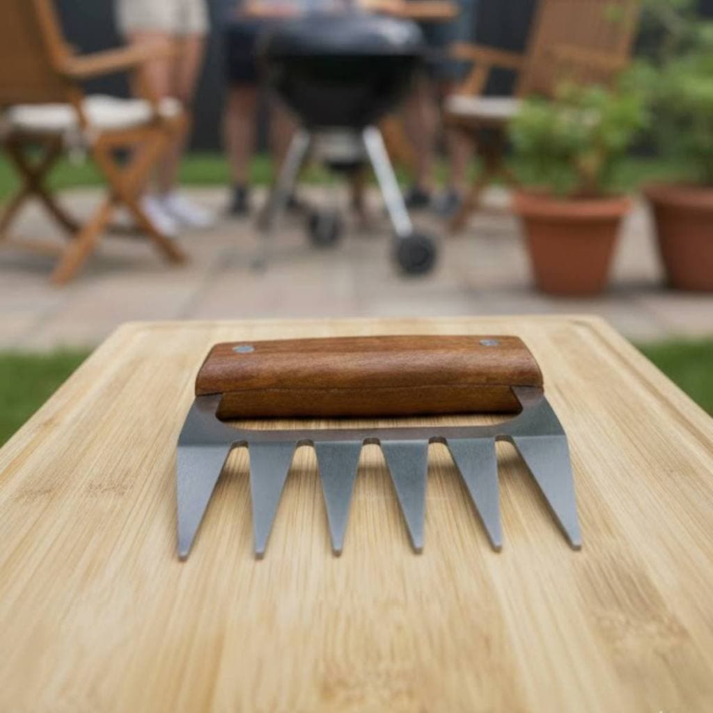 Garra de churrasco inox com cabo de madeira profissional