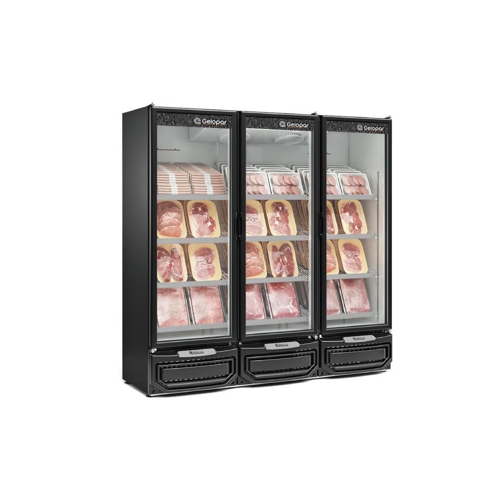 Refrigerador Vertical Conveniência Gelopar Frost Free 1468 Litros 3 Portas GCBC-1450 Preto - 220V