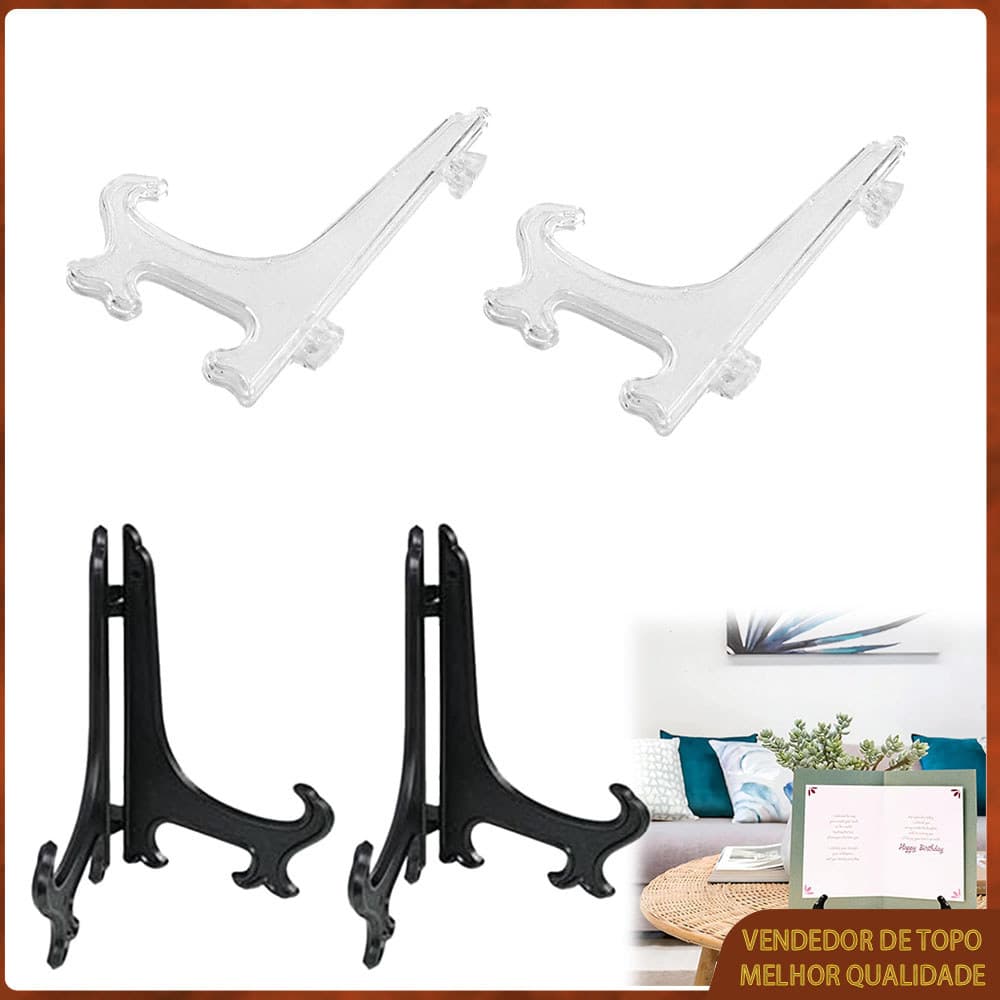 Suportes dobráveis de acrílico transparente e preto para placas de mesa e decoração