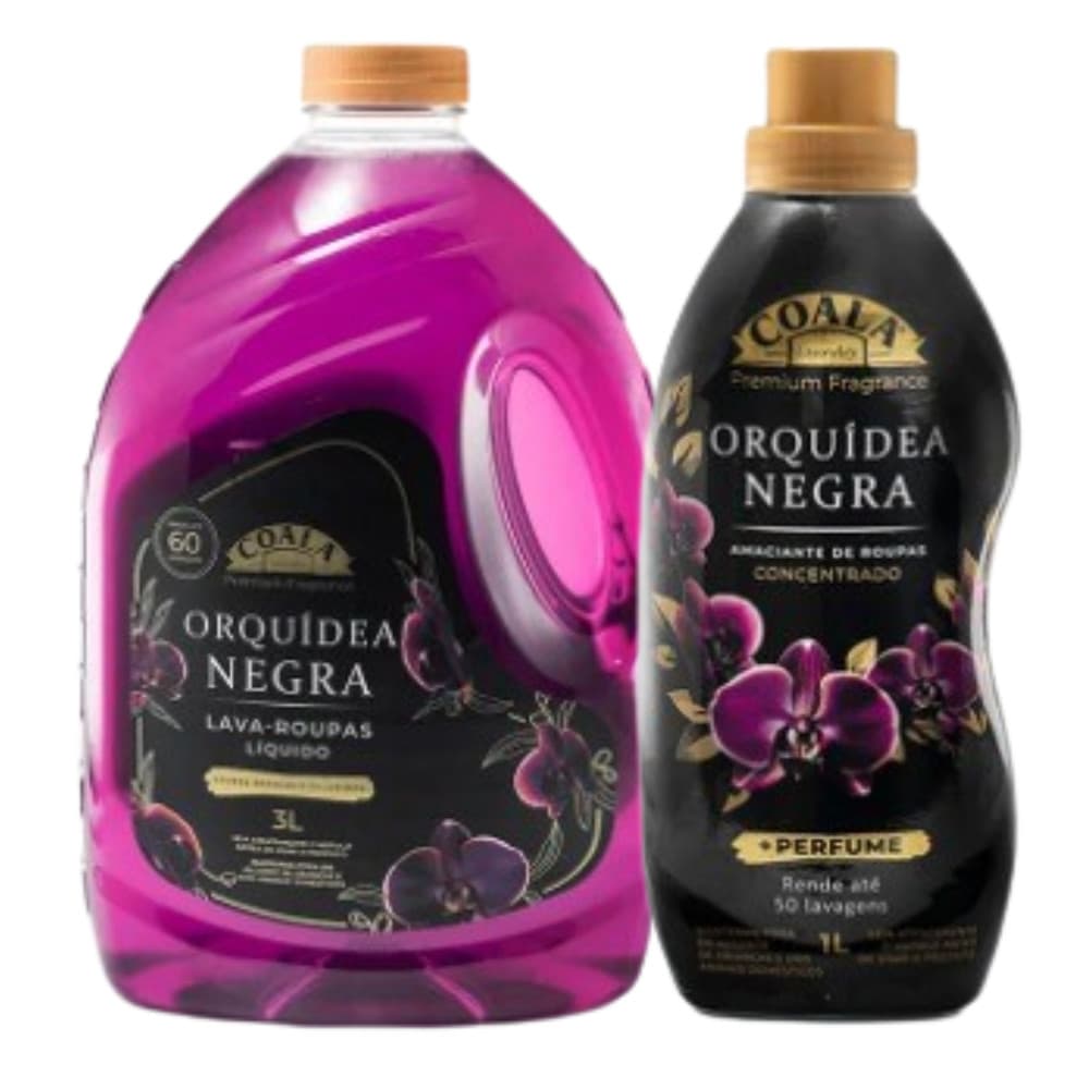 Kit Sabão Lava Roupas 3L Orquídea Amaciante Concentrado 1L Limpeza Maciez Aroma Agradável Duradouro