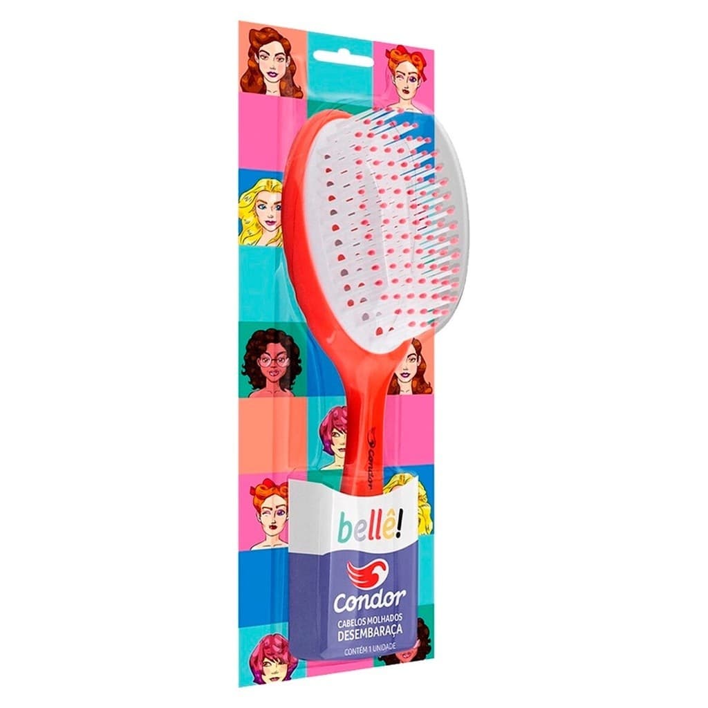 Escova Para Cabelos Bellê Oval Condor Desembaraça Cabelos Seco ou Molhados