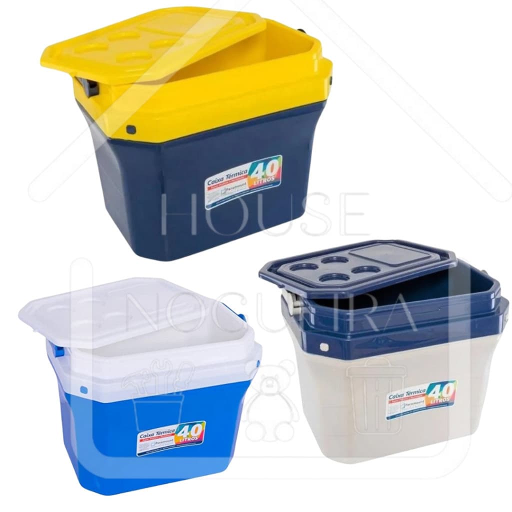 Caixa Térmica 40 Litros com Isolamento em PU - Azul, Amarela e Branca