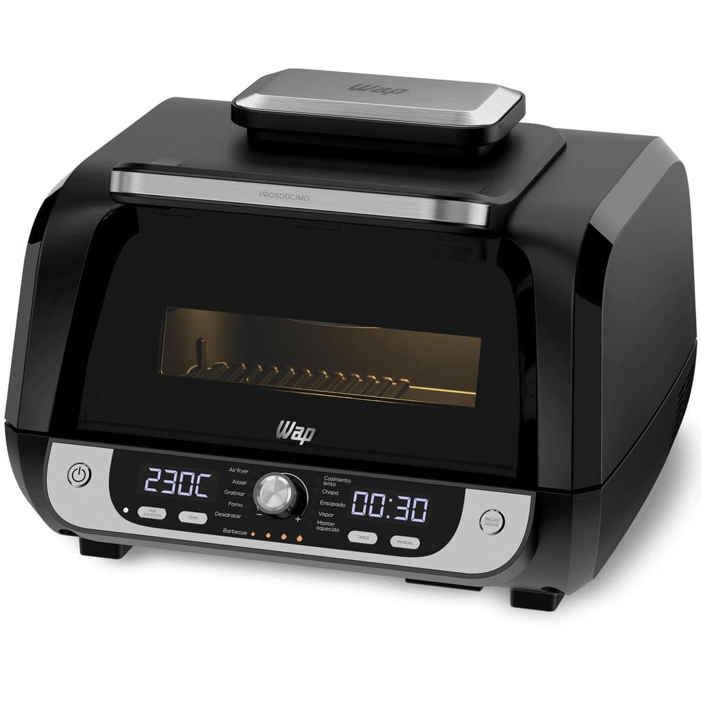 Fritadeira Elétrica WAP Air Fryer Barbecue Digital - preta e prata
