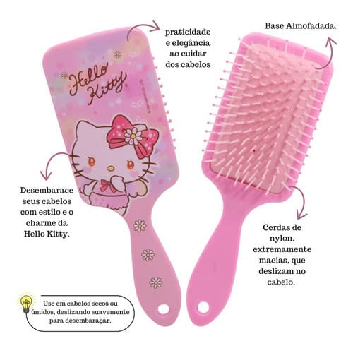Escova De Cabelo Raquete Hello Kitty 20cm Sanrio Rosa