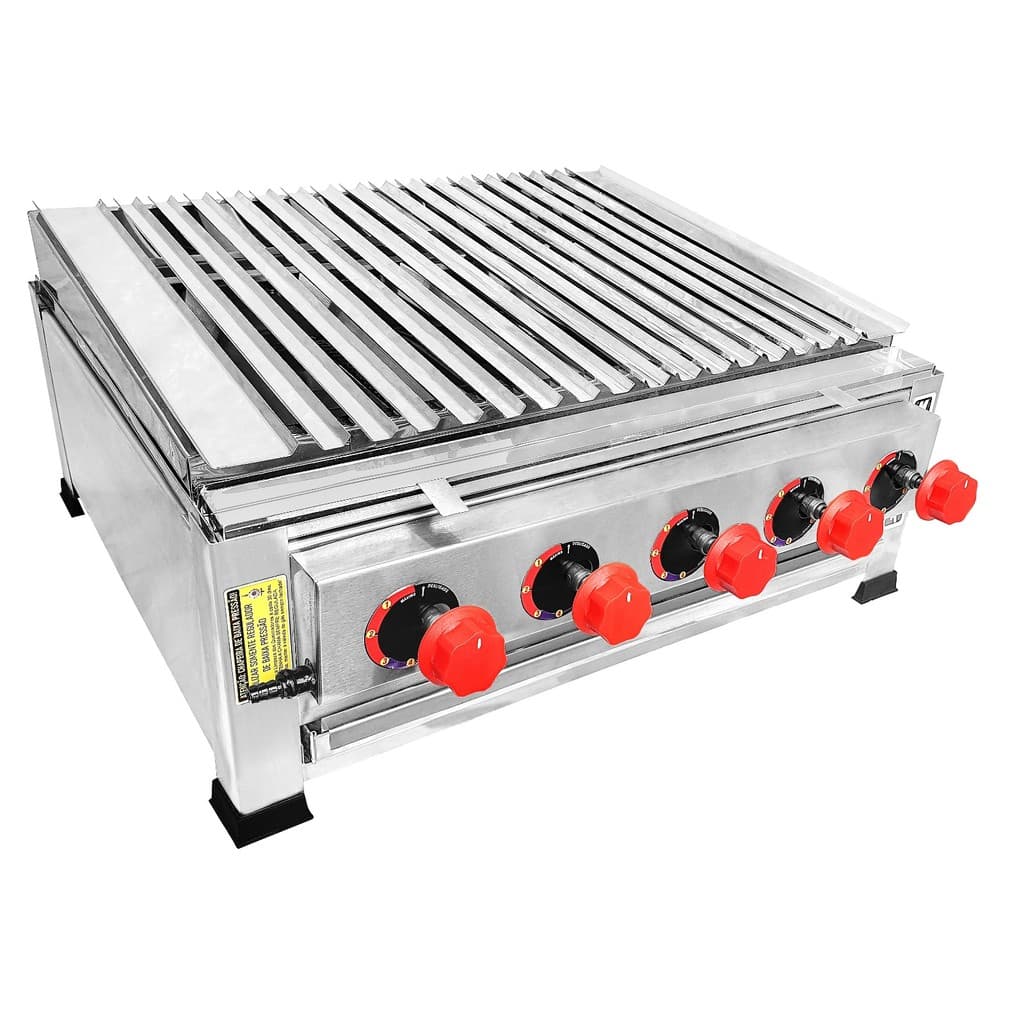Churrasqueira Char Broiler Inox À Gás Metalfour 60x60 Grelha Argentina