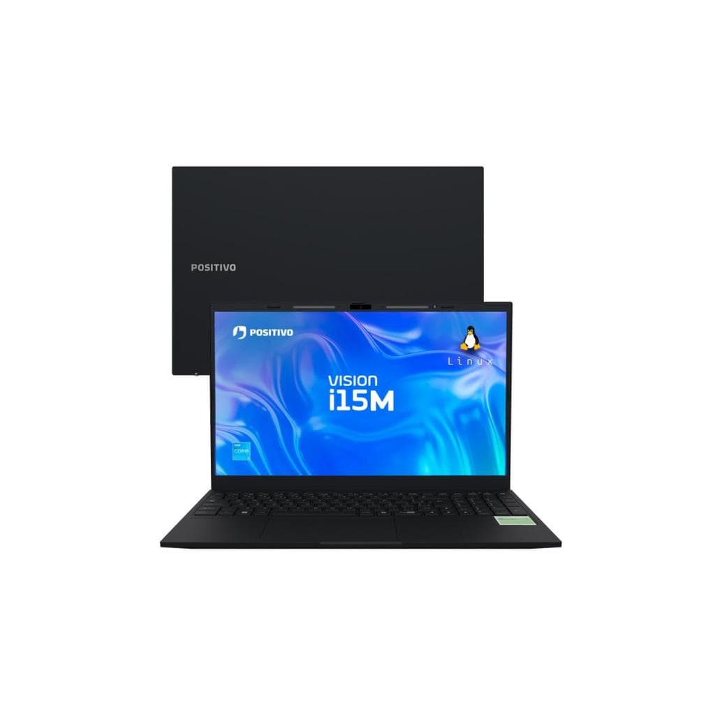 Notebook Positivo Vision I15M Intel Core I3-N350 Linux 16gb 256gb Tela 15,6 Full Hd Ips Antirreflexo-Com Minitela-Preto