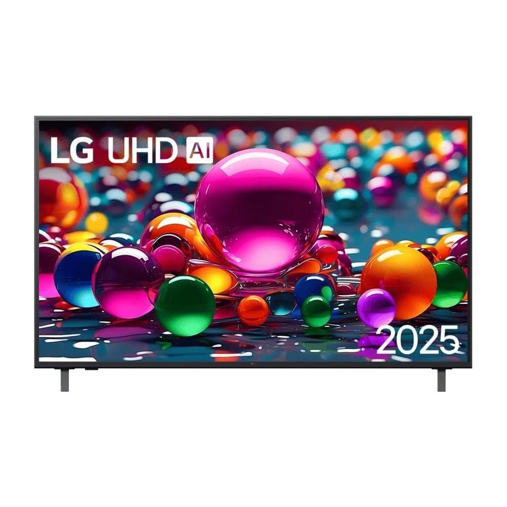Smart TV LG 55” 4K UHD AI ThinQ 55UA8550PSA com tela exibindo esferas coloridas
