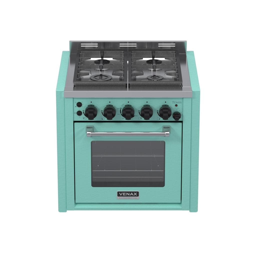 Fogao a Gas de Embutir 4 Bocas Venax Temis Verde com forno e puxador de metal