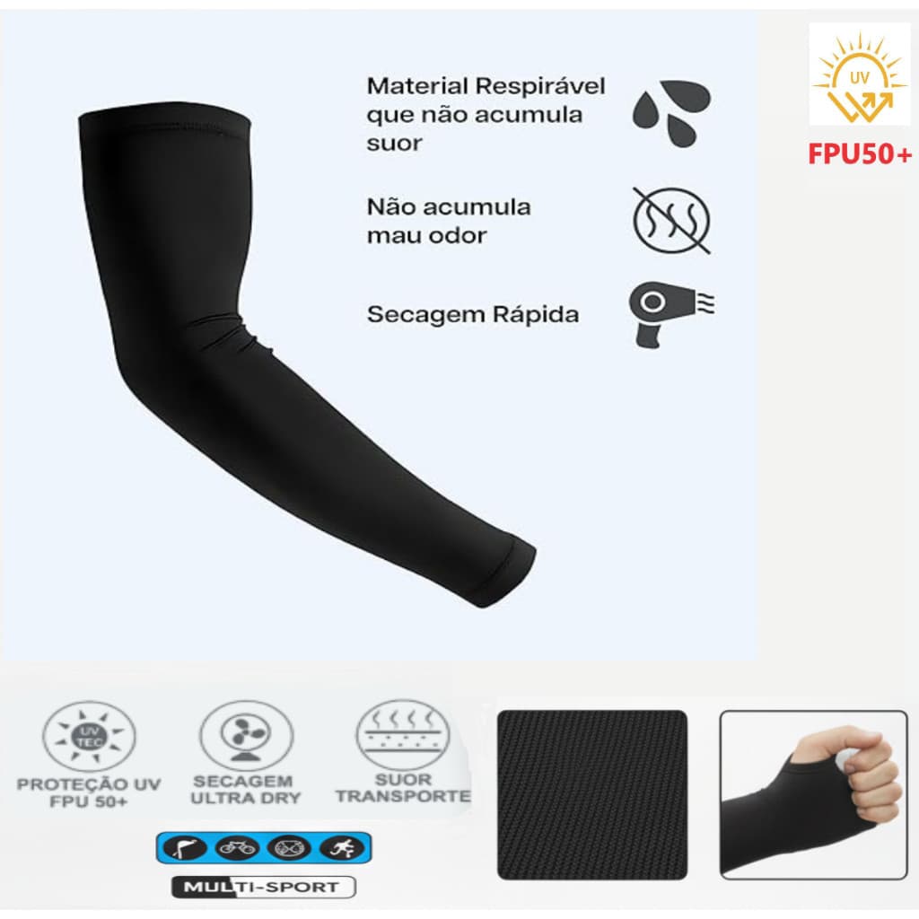 Manguito Protetor Braço UV50+ Térmico Não esquenta Braço Motoboy Uber 99 Esporte Qualidade Premium