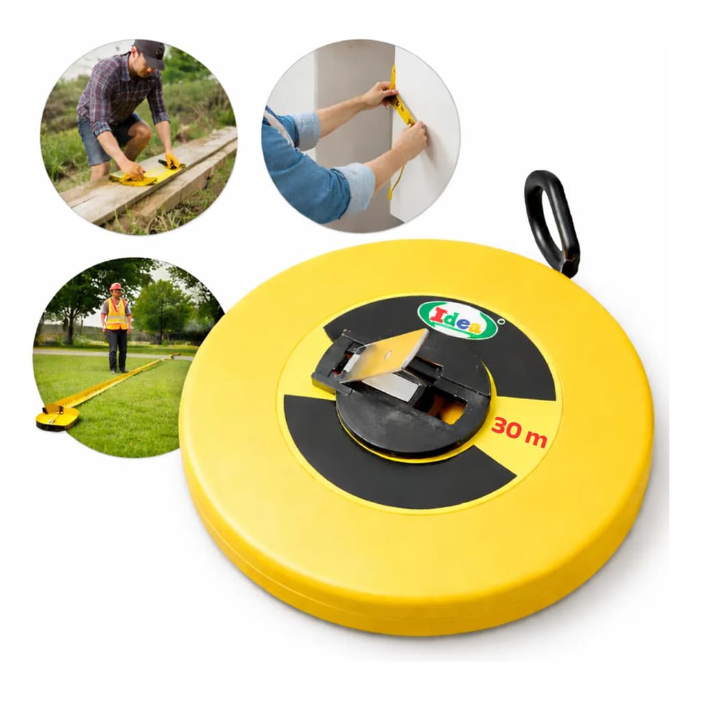 Fita métrica circular profissional 30m com manivela - Ideo