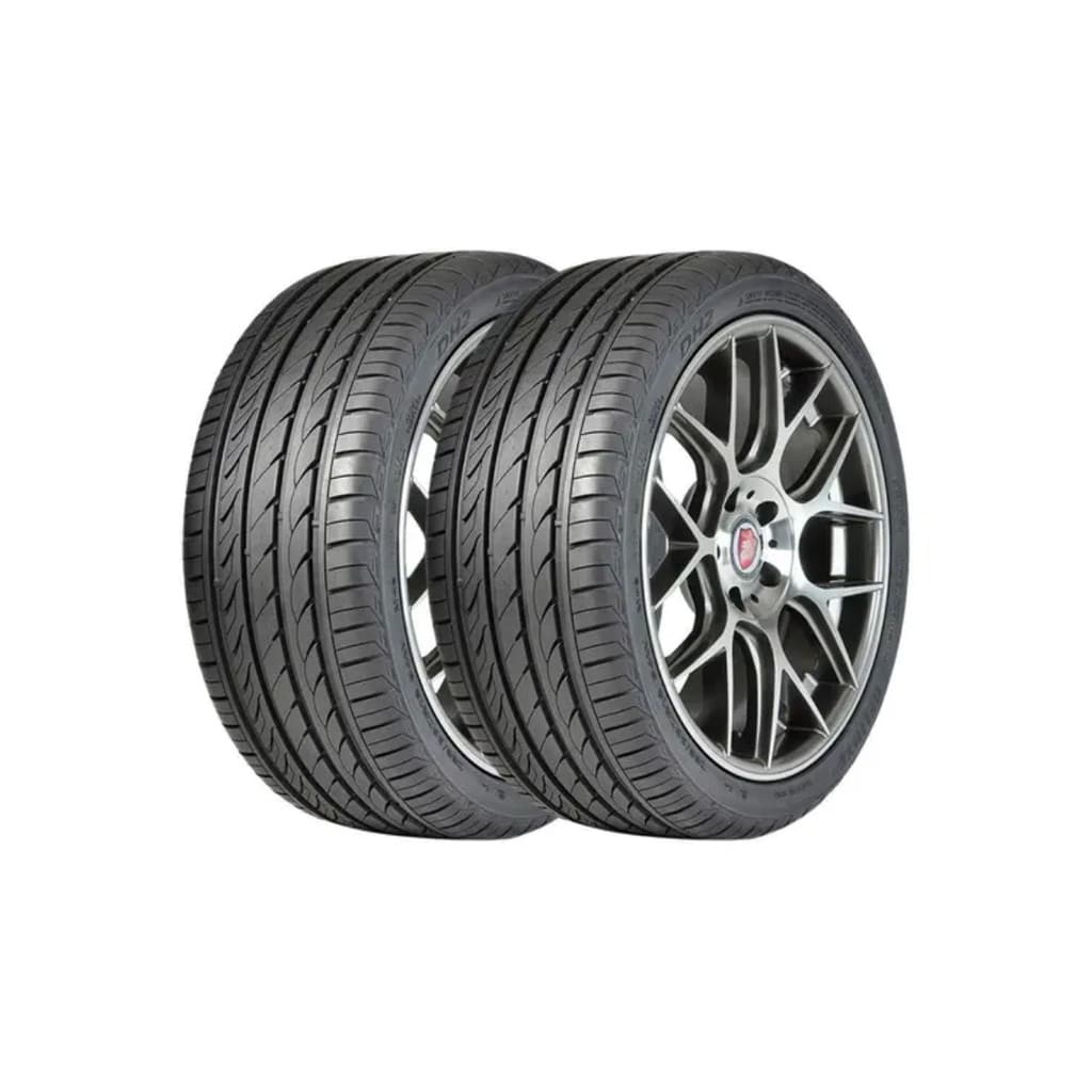 Kit 2 Pneus Delinte Aro 16 205/65 R16 99H XL DH2 montados em rodas com aro prateado