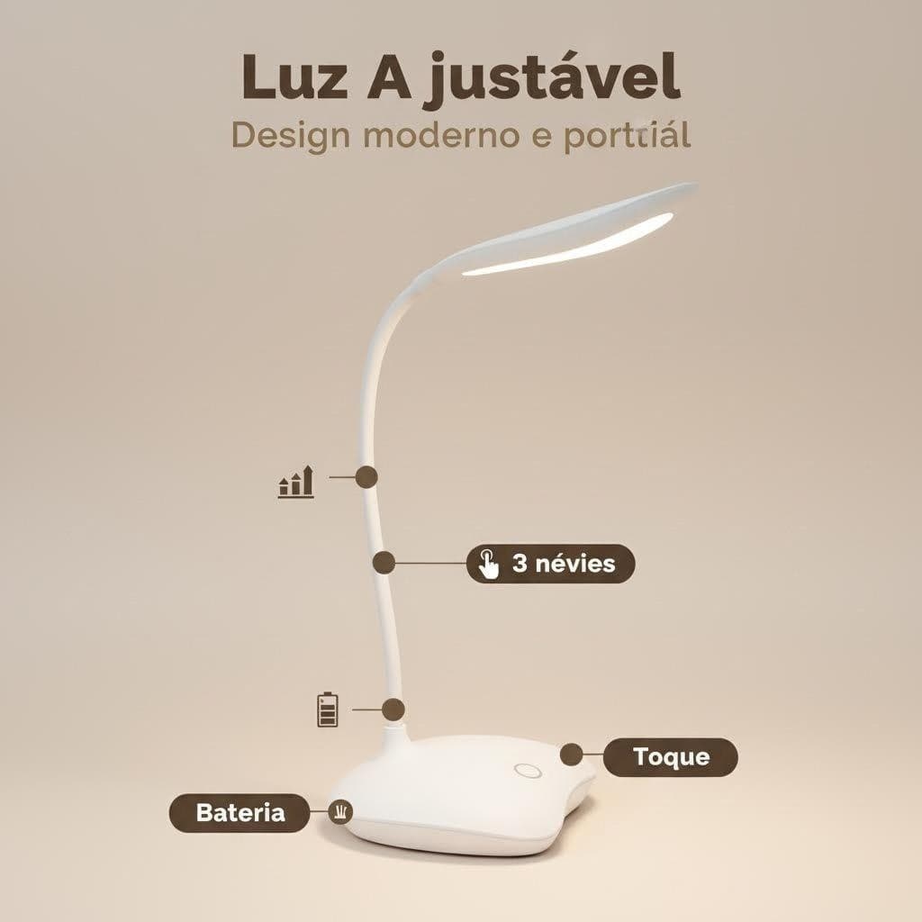 Luminária de mesa recarregável LED com proteção para os olhos, USB, iluminaria, abajur, lâmpada de mesa para quarto