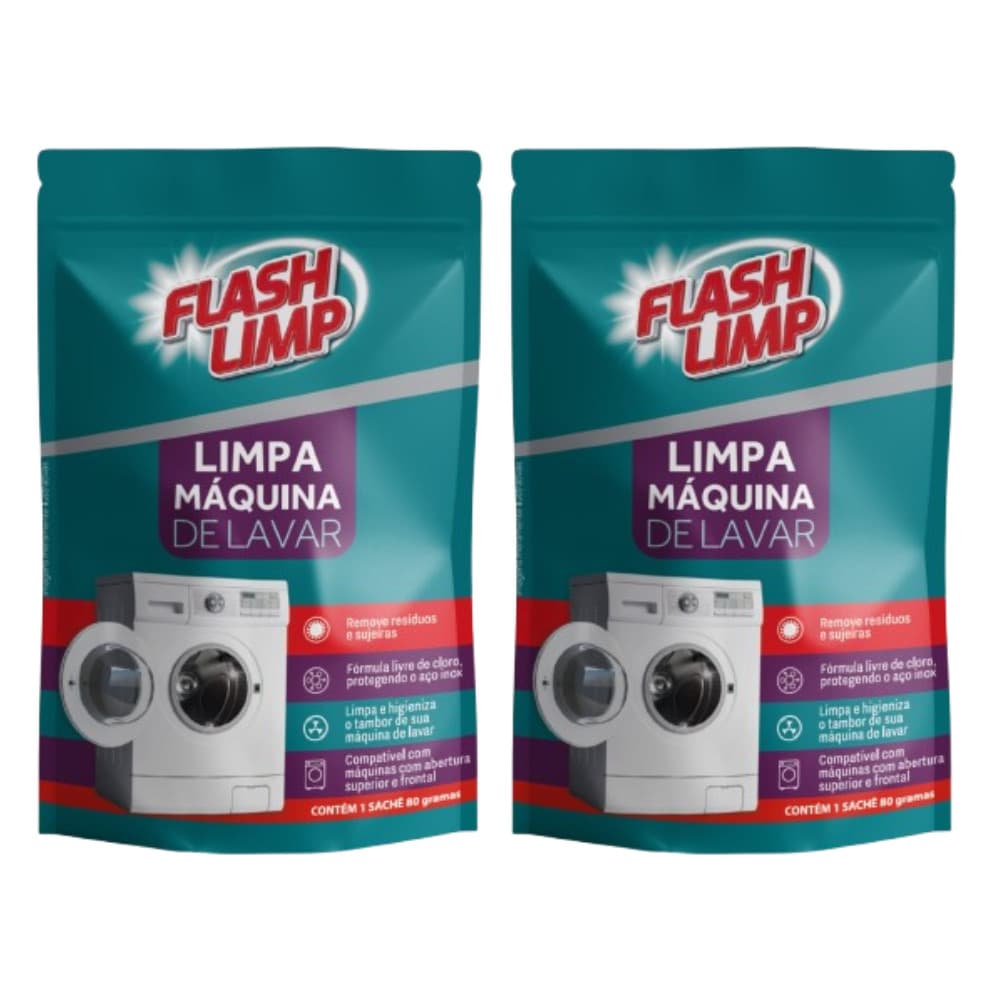 Kit 2 Limpa Máquinas de Roupa Flash Limp 80g Sem Cloro